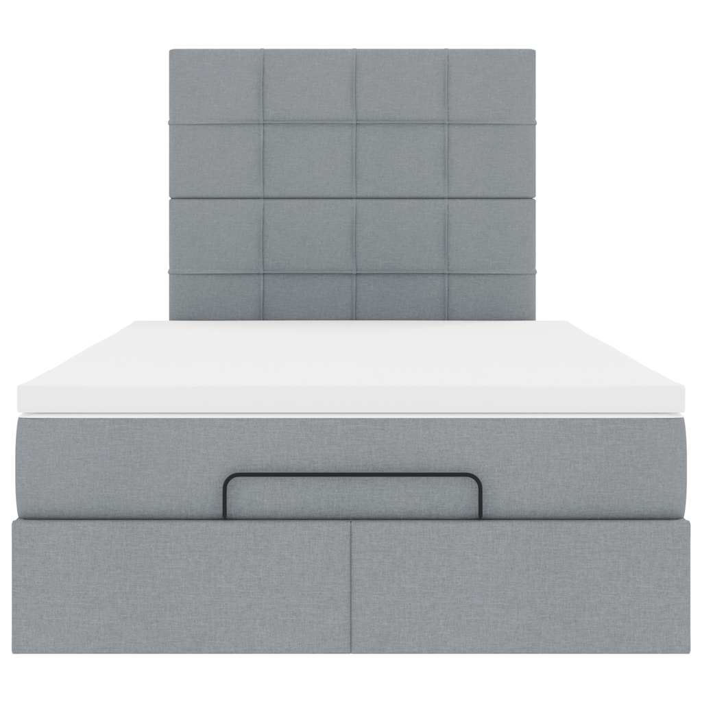 vidaXL Ottoman-Bett mit Matratze Hellgrau 120x190 cm Stoff