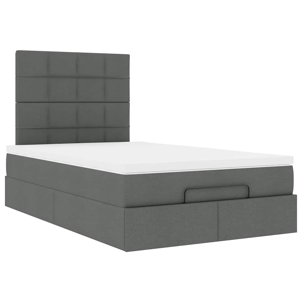 vidaXL Ottoman-Bett mit Matratze Dunkelgrau 120x190 cm Stoff