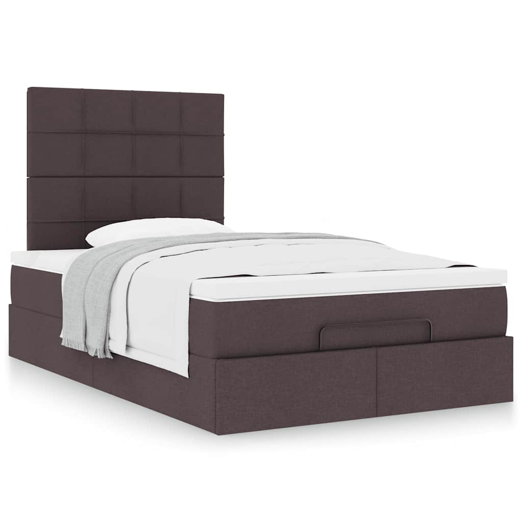 vidaXL Ottoman-Bett mit Matratze Dunkelbraun 120x190 cm Stoff
