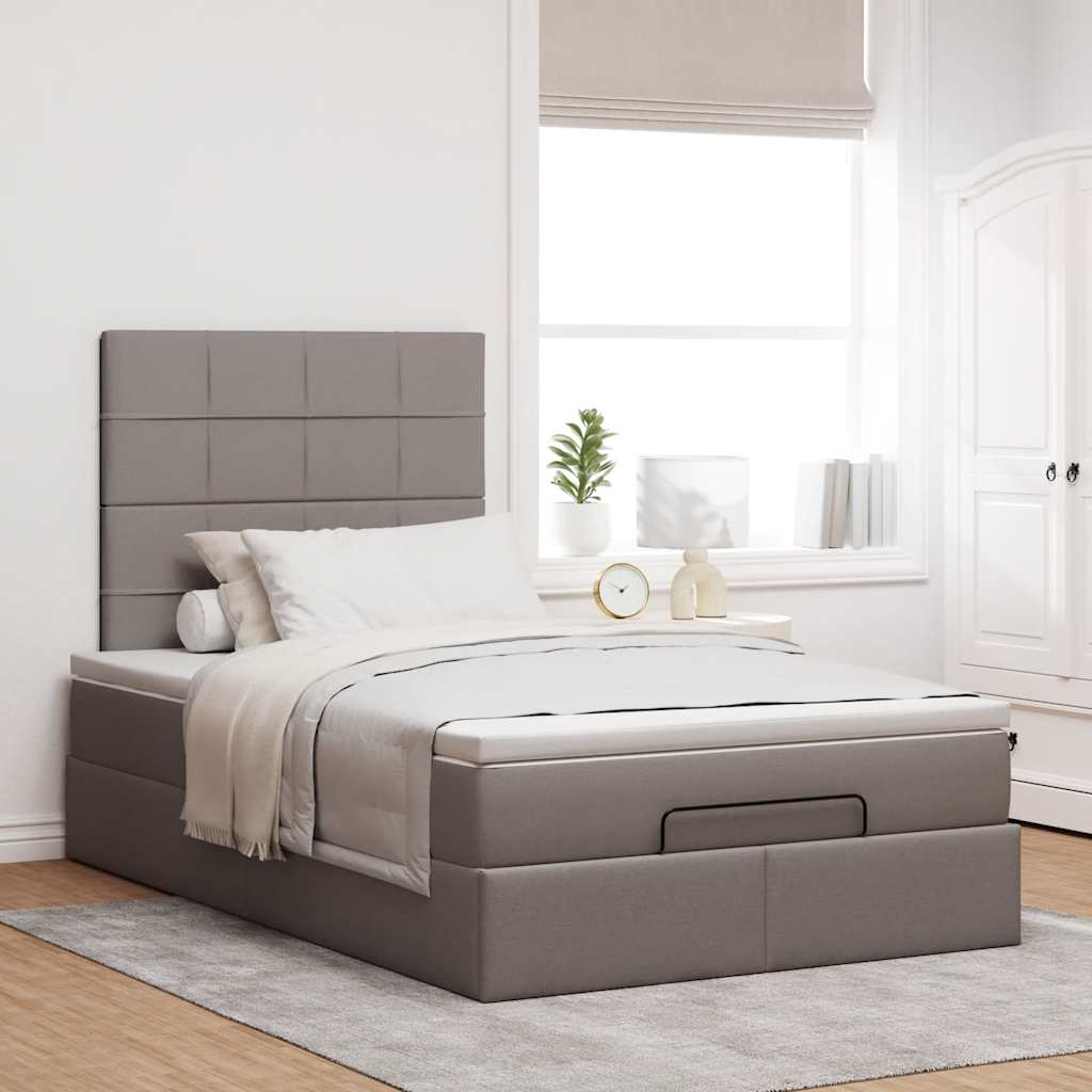 vidaXL Ottoman-Bett mit Matratze Taupe 120x190 cm Stoff