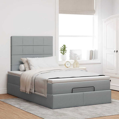 vidaXL Ottoman-Bett mit Matratze Hellgrau 120x200 cm Stoff