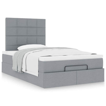 vidaXL Ottoman-Bett mit Matratze Hellgrau 120x200 cm Stoff