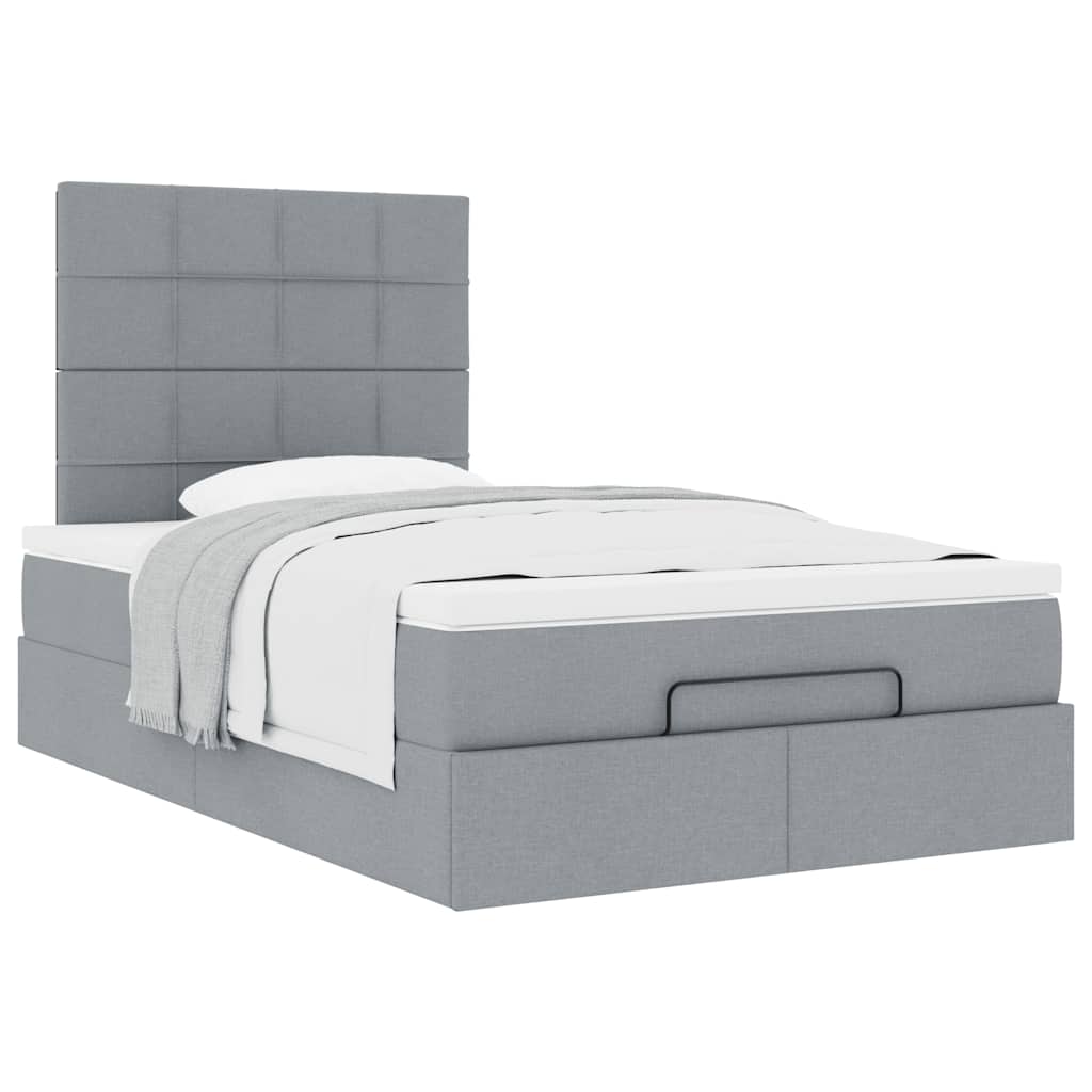 vidaXL Ottoman-Bett mit Matratze Hellgrau 120x200 cm Stoff