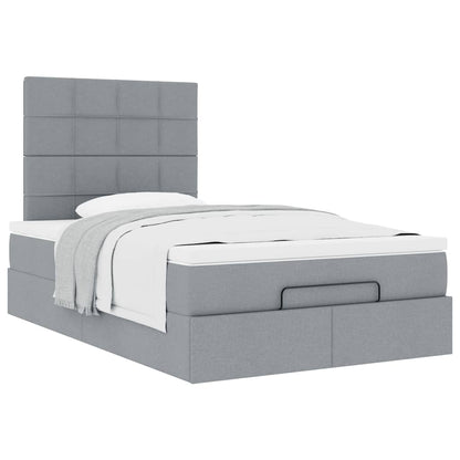 vidaXL Ottoman-Bett mit Matratze Hellgrau 120x200 cm Stoff