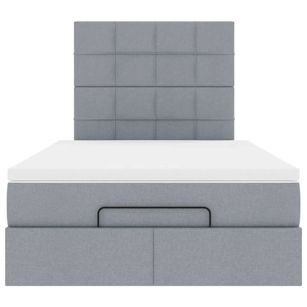 vidaXL Ottoman-Bett mit Matratze Hellgrau 120x200 cm Stoff