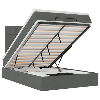 Ottoman-Bett mit Matratze Dunkelgrau 120x200 cm Stoff