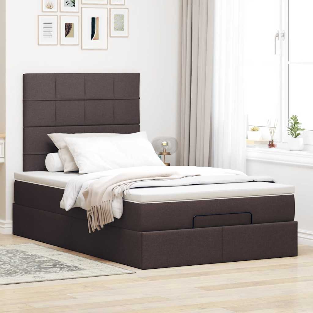 vidaXL Ottoman-Bett mit Matratze Dunkelbraun 120x200 cm Stoff