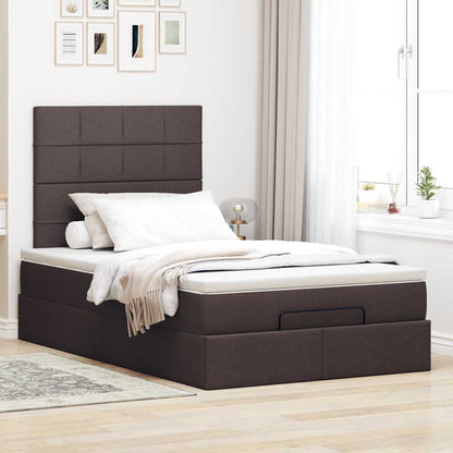 vidaXL Ottoman-Bett mit Matratze Dunkelbraun 120x200 cm Stoff