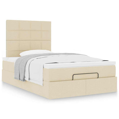 vidaXL Ottoman-Bett mit Matratze Creme 120x200 cm Stoff