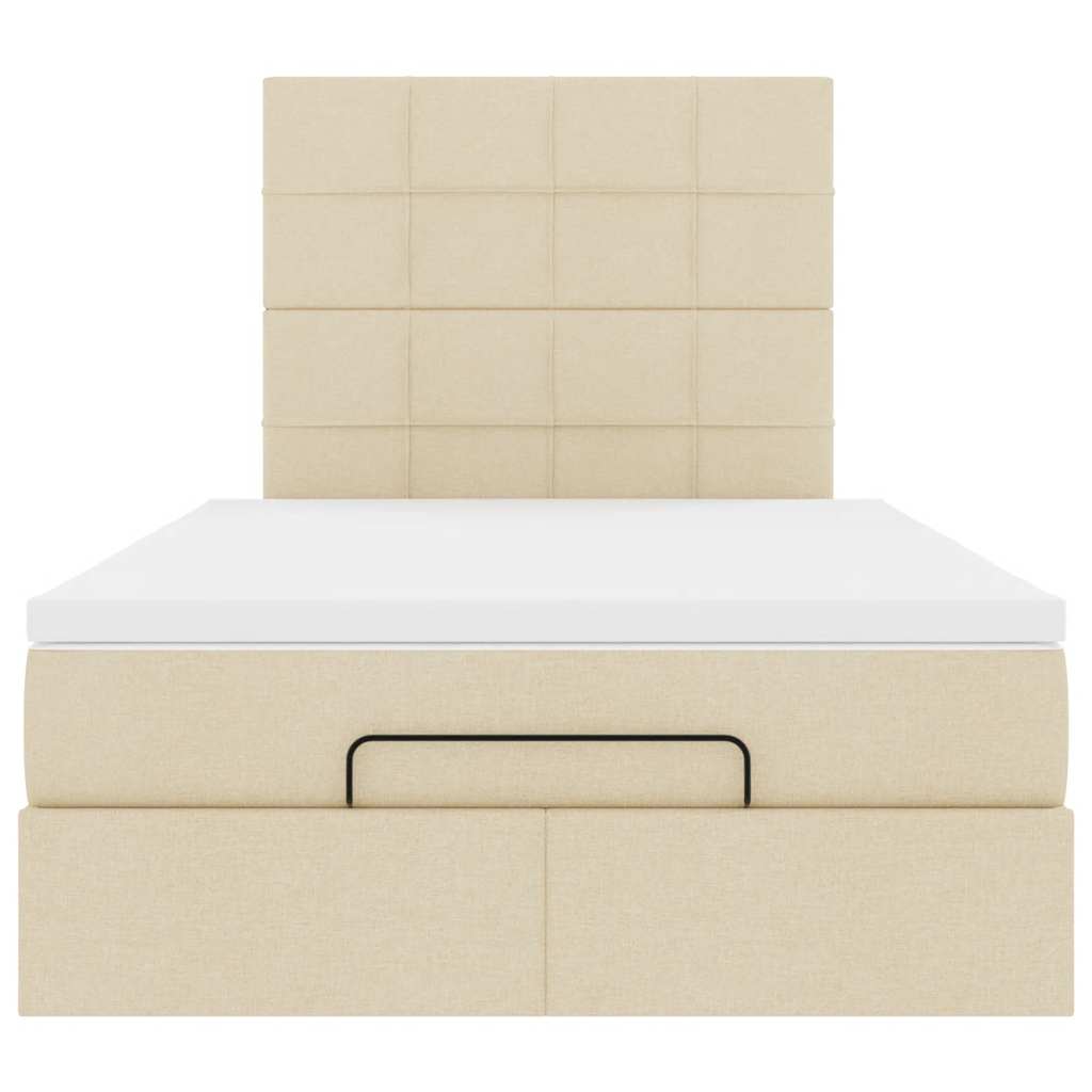 vidaXL Ottoman-Bett mit Matratze Creme 120x200 cm Stoff