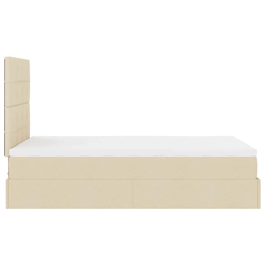 vidaXL Ottoman-Bett mit Matratze Creme 120x200 cm Stoff
