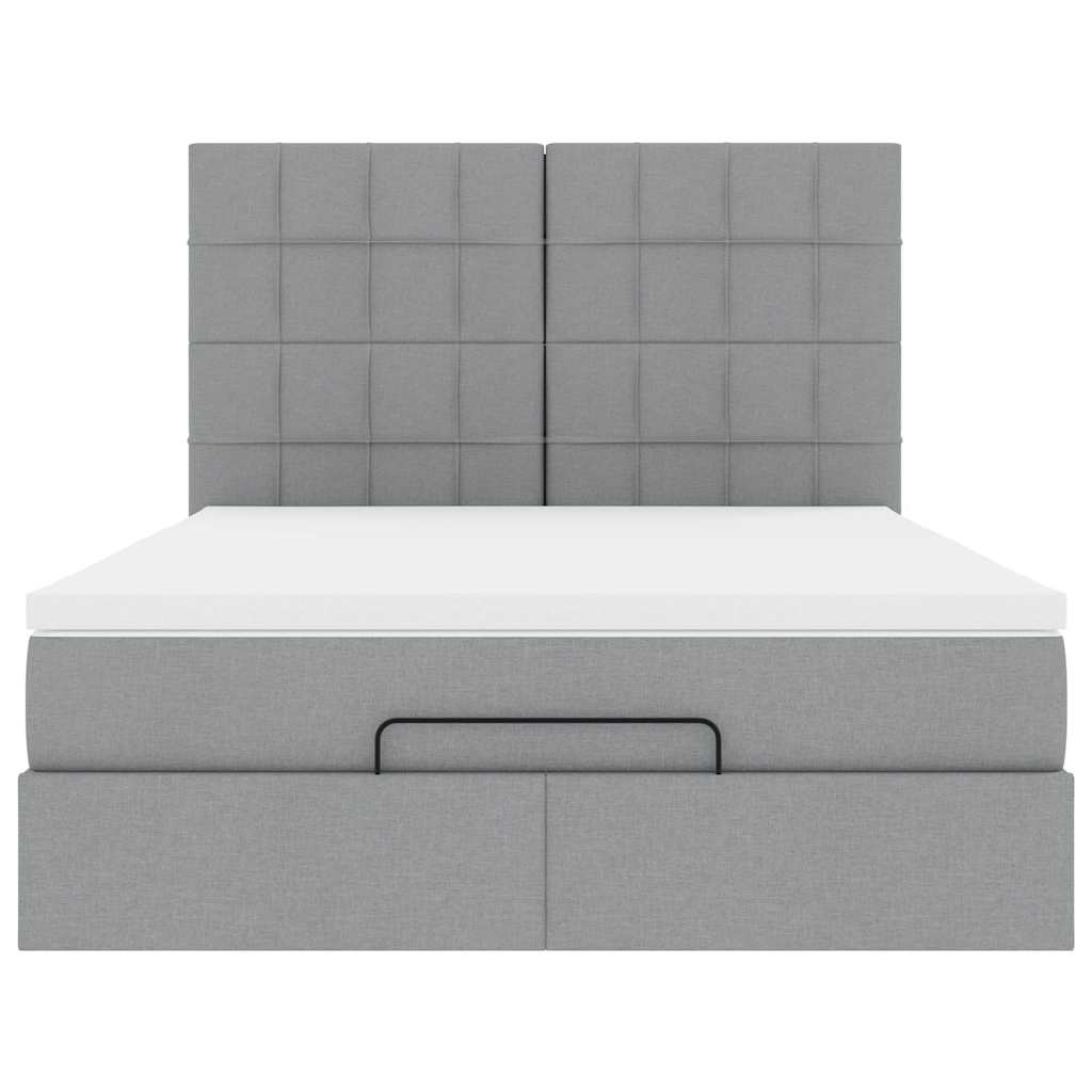 vidaXL Ottoman-Bett mit Matratze Hellgrau 140x190 cm Stoff