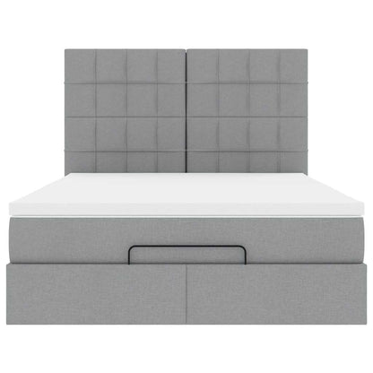 vidaXL Ottoman-Bett mit Matratze Hellgrau 140x190 cm Stoff