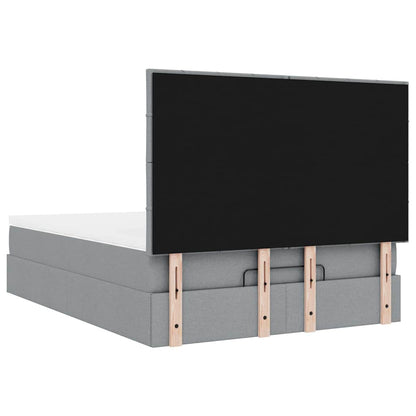 vidaXL Ottoman-Bett mit Matratze Hellgrau 140x190 cm Stoff