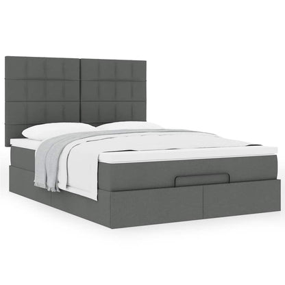 vidaXL Ottoman-Bett mit Matratze Dunkelgrau 140x190 cm Stoff