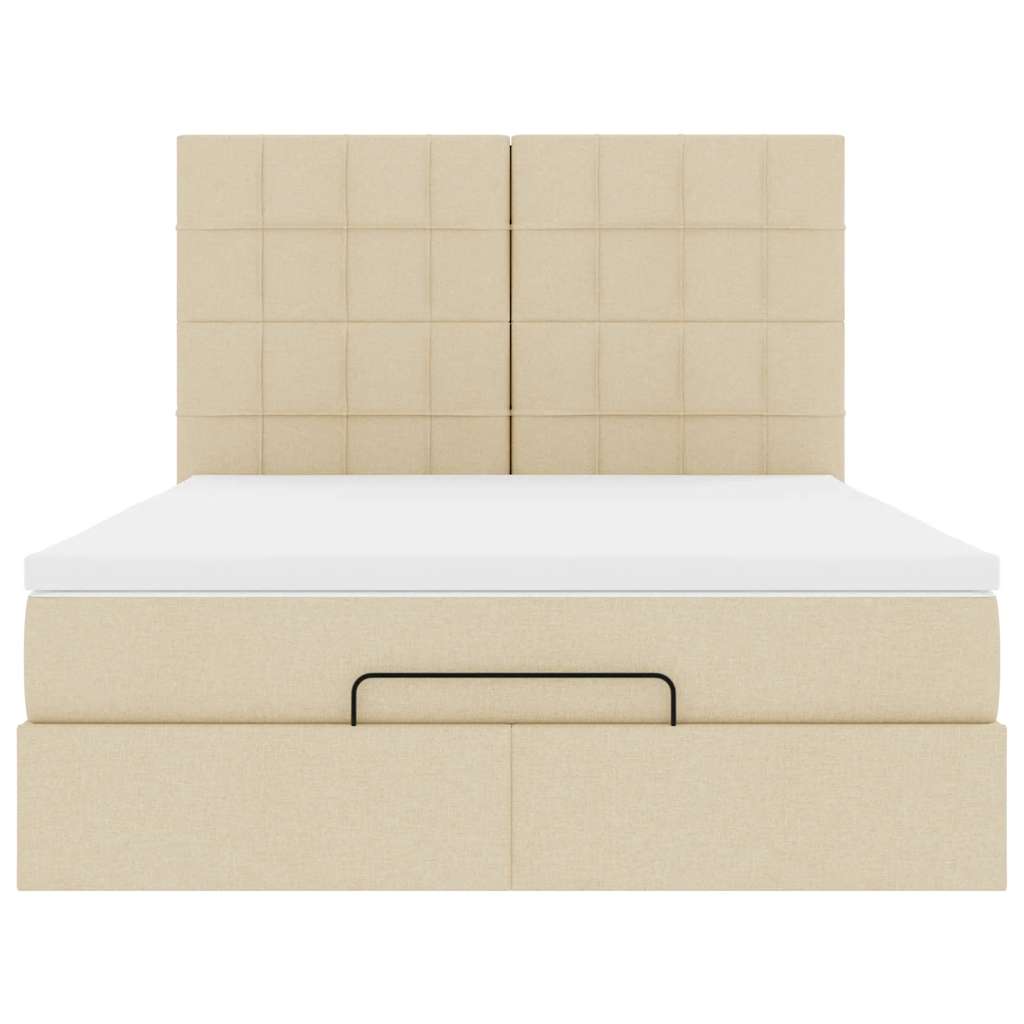 vidaXL Lit ottoman avec matelas crème 140x190 cm tissu