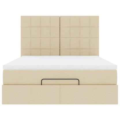 vidaXL Lit ottoman avec matelas crème 140x190 cm tissu