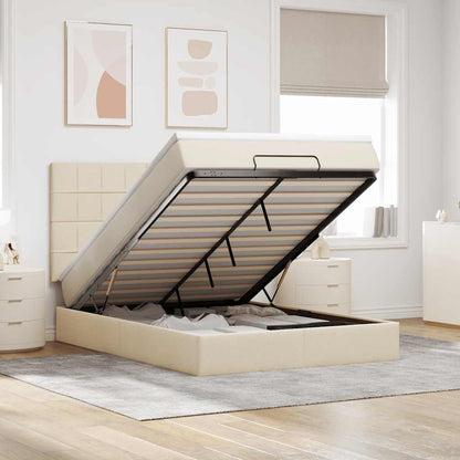 vidaXL Lit ottoman avec matelas crème 140x190 cm tissu