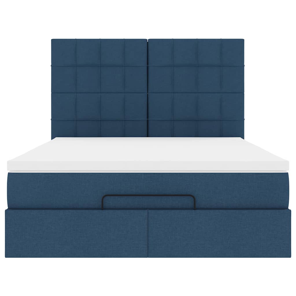 vidaXL Ottoman-Bett mit Matratze Blau 140x190 cm Stoff