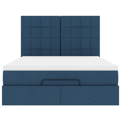 vidaXL Ottoman-Bett mit Matratze Blau 140x190 cm Stoff