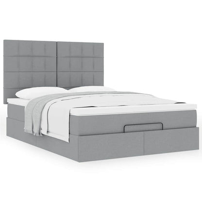 vidaXL Ottoman-Bett mit Matratze Hellgrau 140x200 cm Stoff