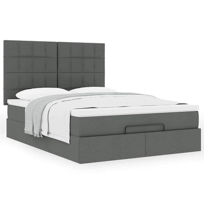 vidaXL Ottoman-Bett mit Matratze Dunkelgrau 140x200 cm Stoff