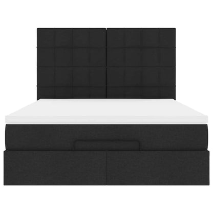 vidaXL Ottoman-Bett mit Matratze Schwarz 140x200 cm Stoff