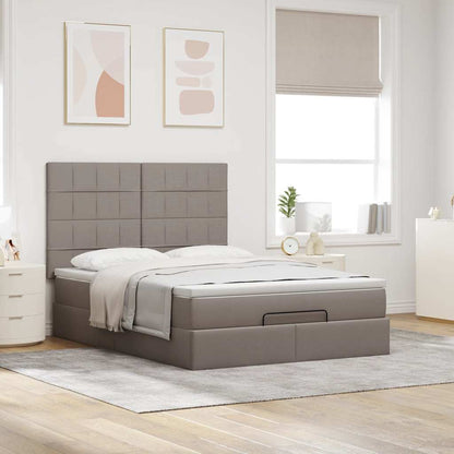 vidaXL Ottoman-Bett mit Matratze Taupe 140x200 cm Stoff