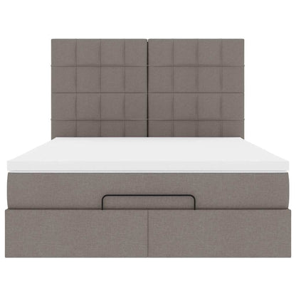 vidaXL Ottoman-Bett mit Matratze Taupe 140x200 cm Stoff