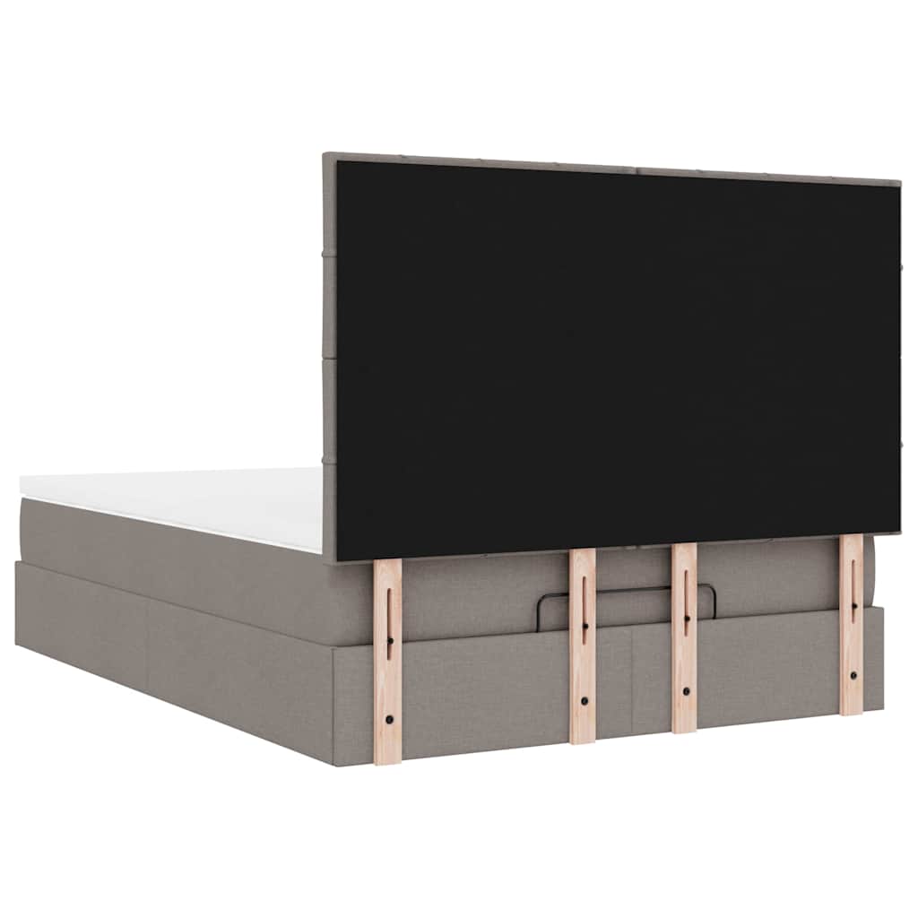 vidaXL Ottoman-Bett mit Matratze Taupe 140x200 cm Stoff