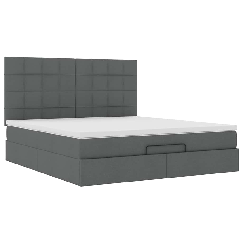 vidaXL Ottoman-Bett mit Matratze Dunkelgrau 160x200 cm Stoff