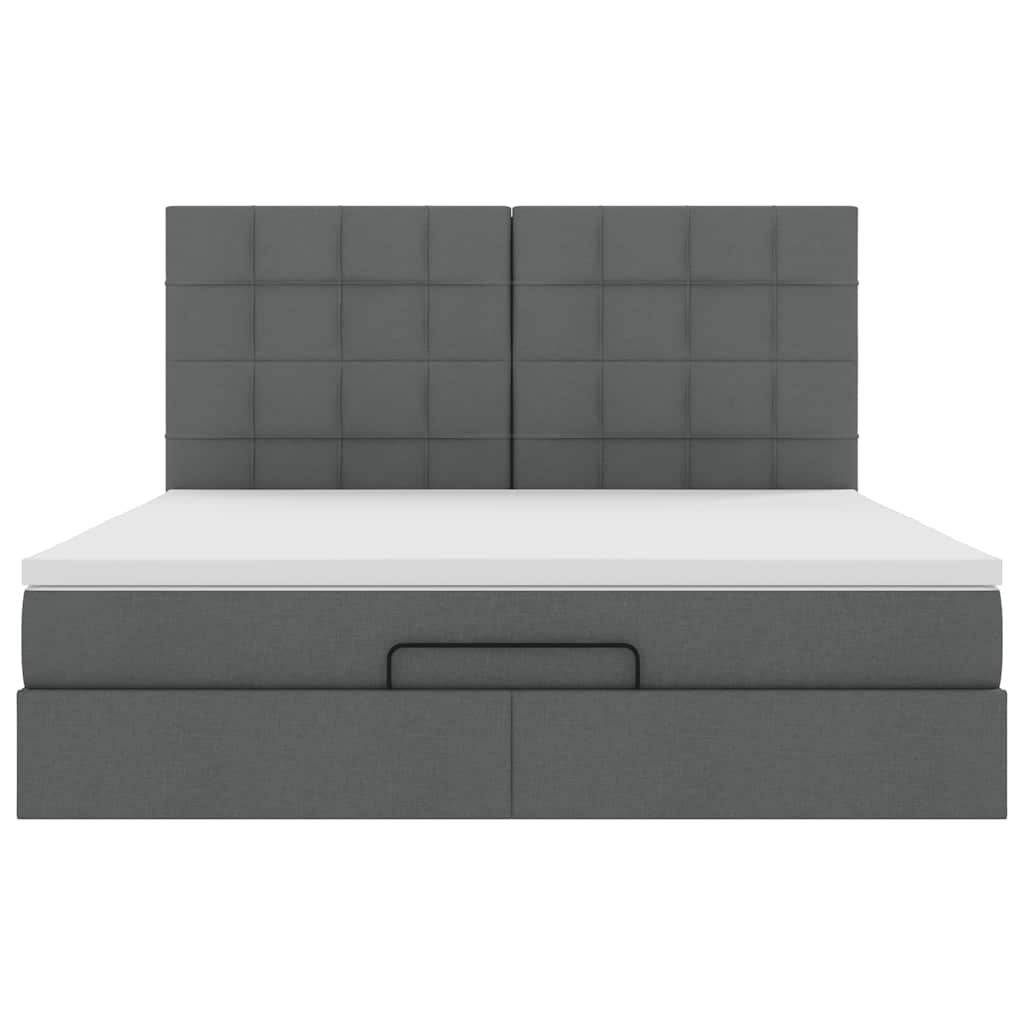 vidaXL Ottoman-Bett mit Matratze Dunkelgrau 160x200 cm Stoff