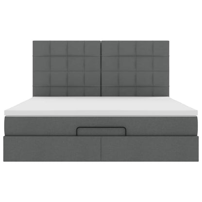 vidaXL Ottoman-Bett mit Matratze Dunkelgrau 160x200 cm Stoff