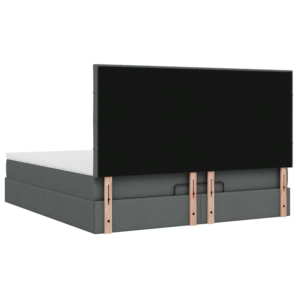 vidaXL Ottoman-Bett mit Matratze Dunkelgrau 160x200 cm Stoff