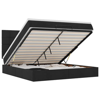Ottoman-Bett mit Matratze Schwarz 160x200 cm Stoff