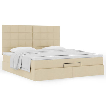 vidaXL Lit Ottoman avec matelas crème 160x200 cm Tissu