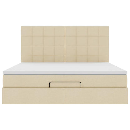 Ottoman-Bett mit Matratze Creme 160x200 cm Stoff