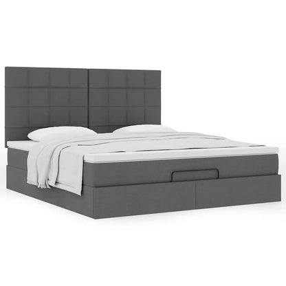 vidaXL Lit-coffre avec matelas Gris foncé 180x200 cm Tissu