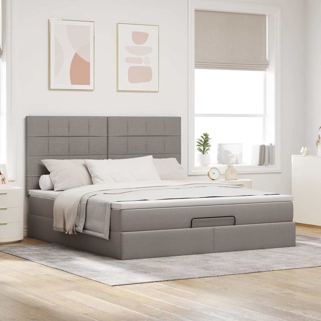 vidaXL Lit ottoman avec matelas gris-taupe 180x200 cm Tissu