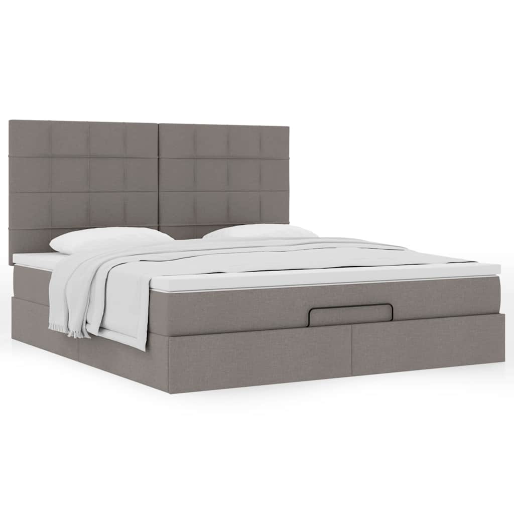 vidaXL Lit ottoman avec matelas gris-taupe 180x200 cm Tissu