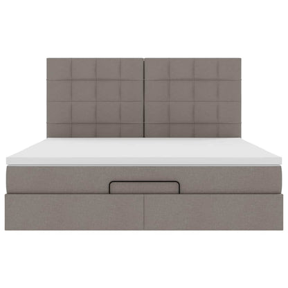 vidaXL Lit ottoman avec matelas gris-taupe 180x200 cm Tissu