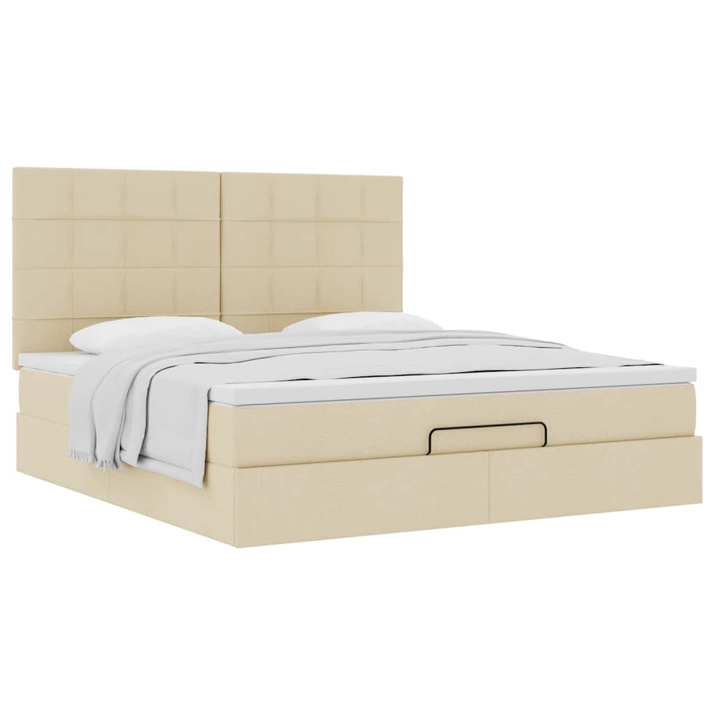 vidaXL Ottoman-Bett mit Matratze Creme 180x200 cm Stoff