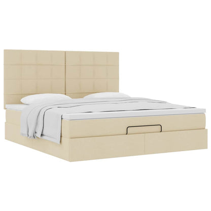vidaXL Ottoman-Bett mit Matratze Creme 180x200 cm Stoff