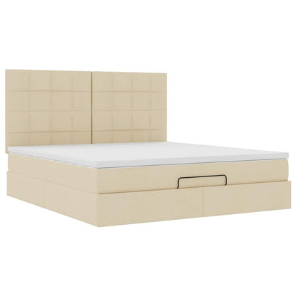 vidaXL Ottoman-Bett mit Matratze Creme 180x200 cm Stoff