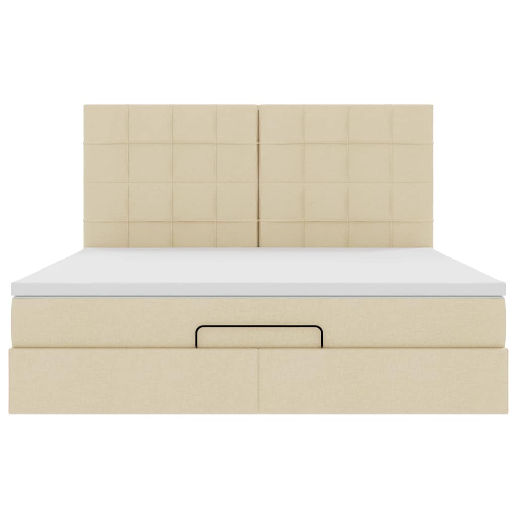 vidaXL Ottoman-Bett mit Matratze Creme 180x200 cm Stoff