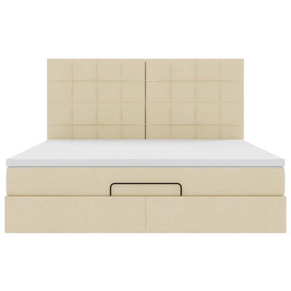 vidaXL Ottoman-Bett mit Matratze Creme 180x200 cm Stoff