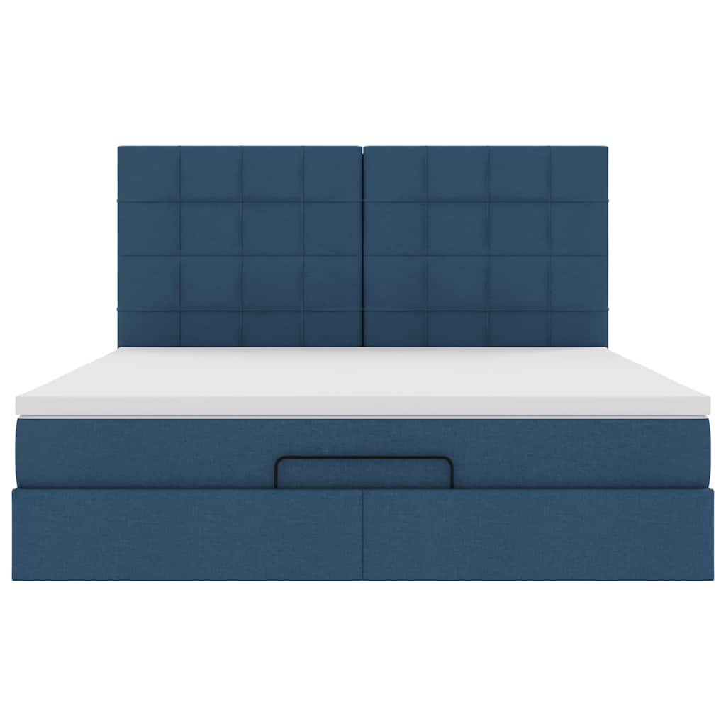 vidaXL Lit ottoman avec matelas Tissu Bleu 180x200 cm
