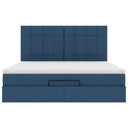vidaXL Lit ottoman avec matelas Tissu Bleu 180x200 cm