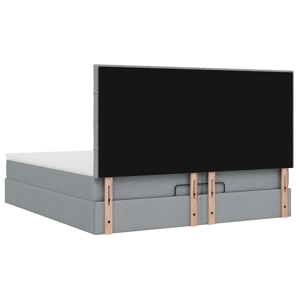 vidaXL Ottoman-Bett mit Matratzen Hellgrau 200x200 cm Stoff