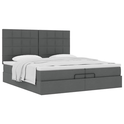 vidaXL Ottoman-Bett mit Matratzen Dunkelgrau 200x200 cm Stoff